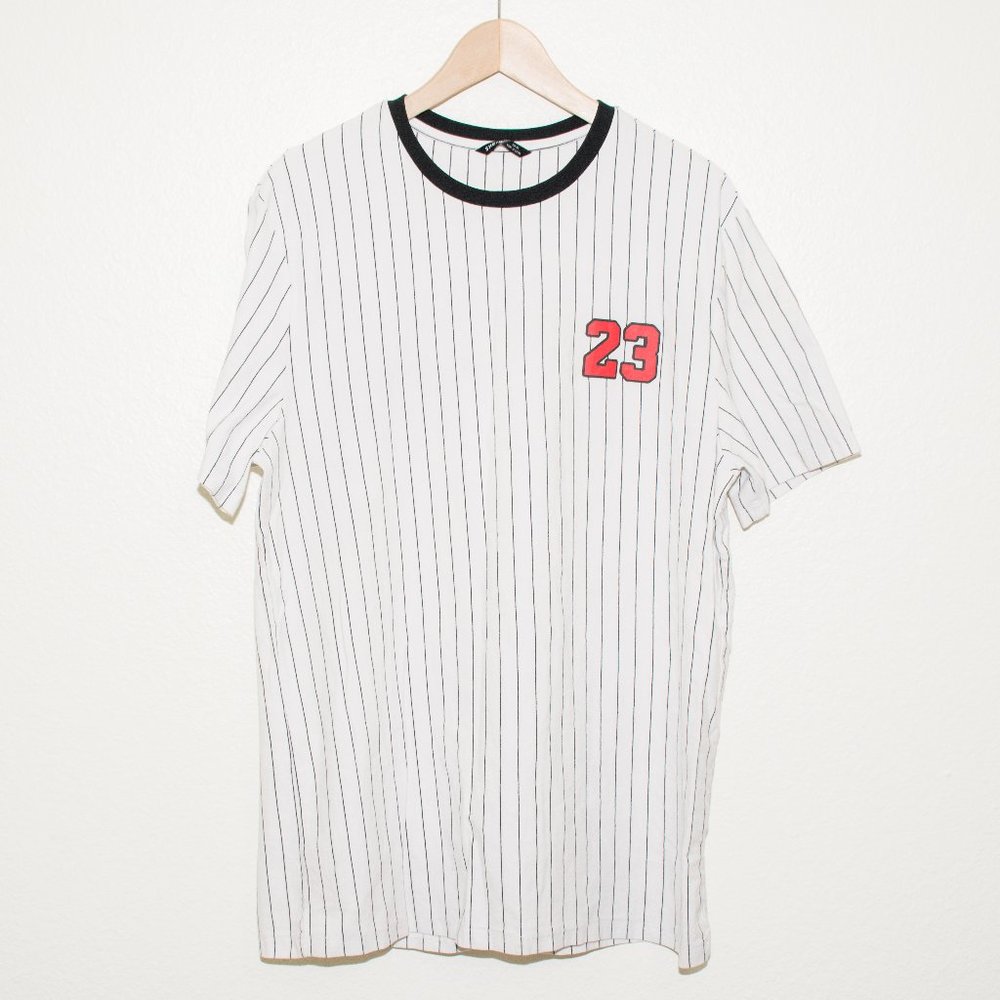 Shein Vertical Stripe Baseball T-Shirt #23